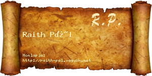 Raith Pál névjegykártya